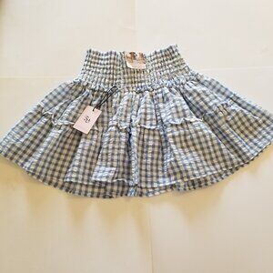 Sincerely Jules Tier Smocked blue and white skirt Size M   NWT